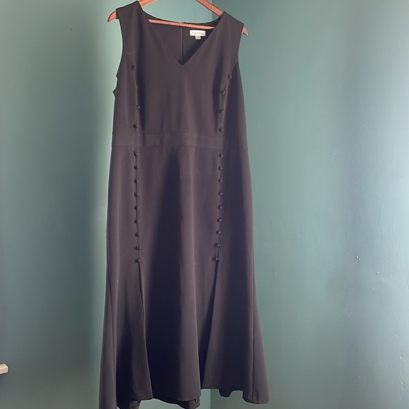 Calvin  Black Sleeveless Dress black button details down front - Picture 1 of 5